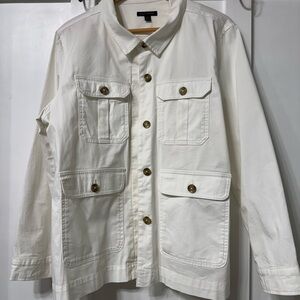 Tommy Hilfiger White Button-Up Utility Jacket SZ XL